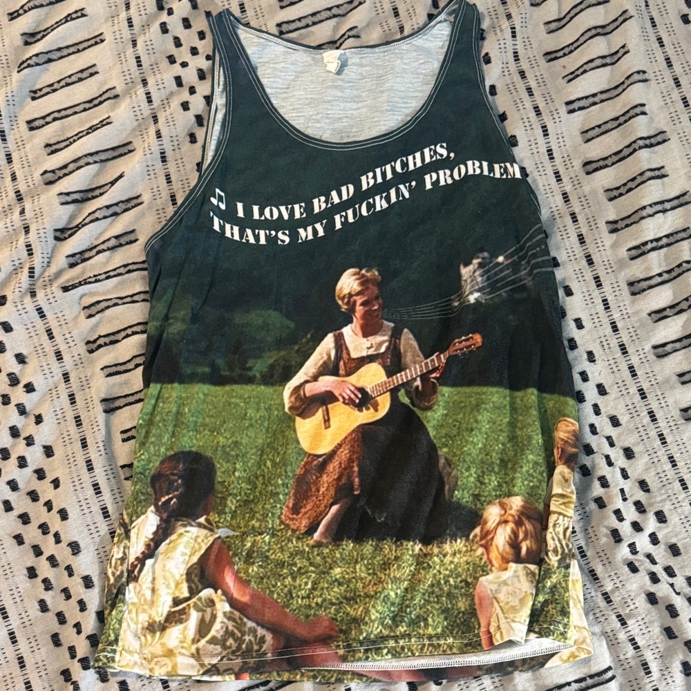 Rage-On Graphic Tank Top Sound of Music + Two Chains Lyrics - Medium